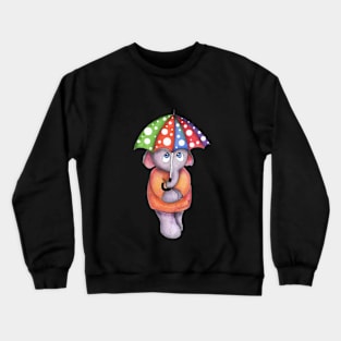 Elephant with umbrella Crewneck Sweatshirt